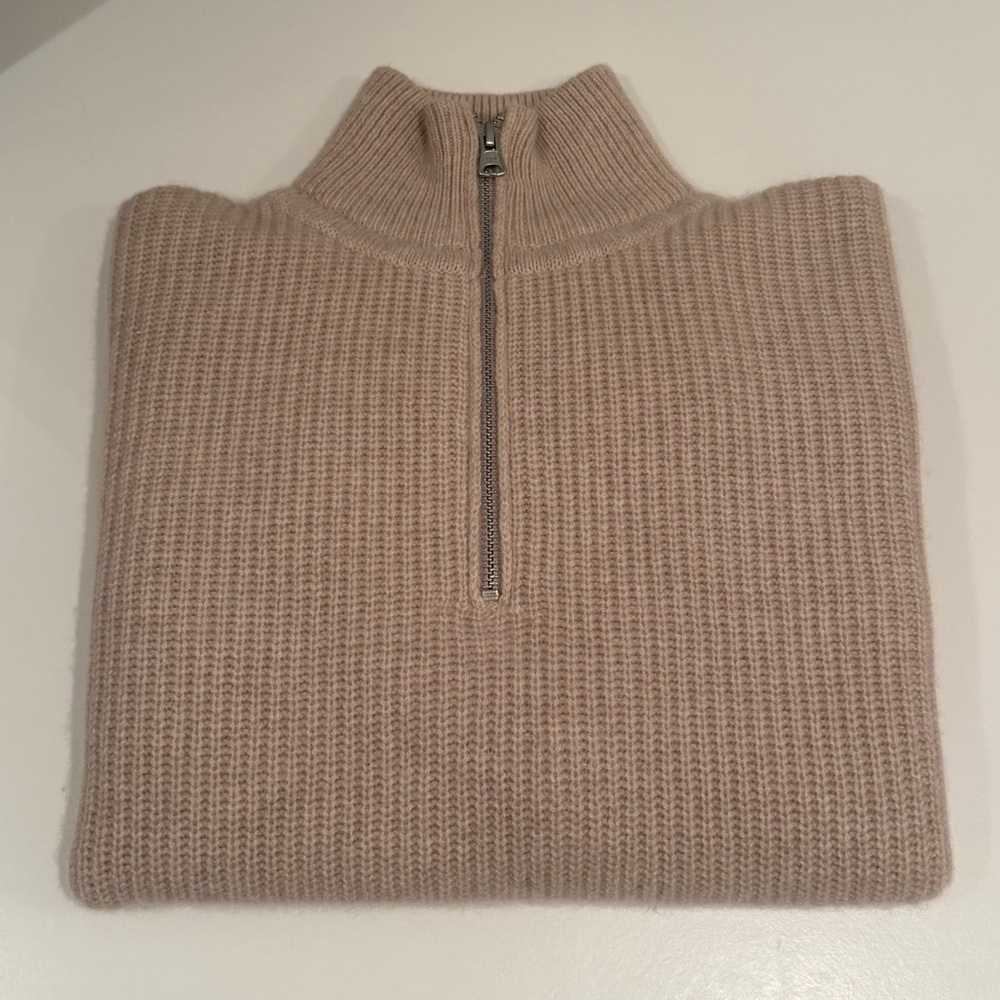 RARE Oatmeal Jenni Kayne 100% cashmere half-zip - size small
